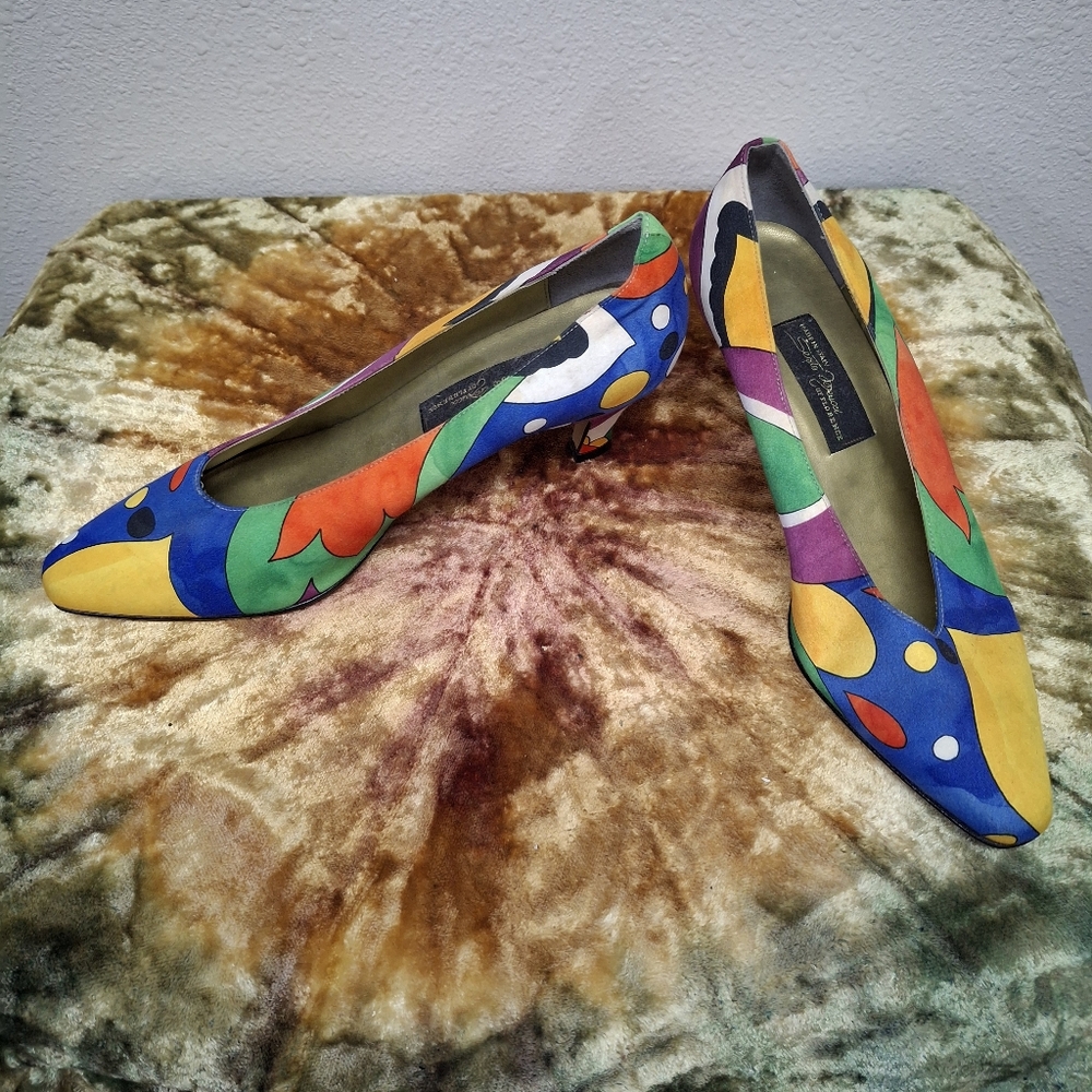 Sesto Muecci Made In Italy Of Florence Colorful Abstract Heels